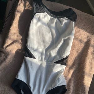 FIVE black and white leotard YXL (7-8)